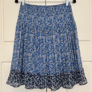 Max Studio Blue Floral Pleated Skirt
